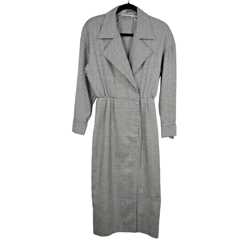 Oleg Cassini Black White Houndstooth Midi Dress 6 Vintage Career Dark Academia